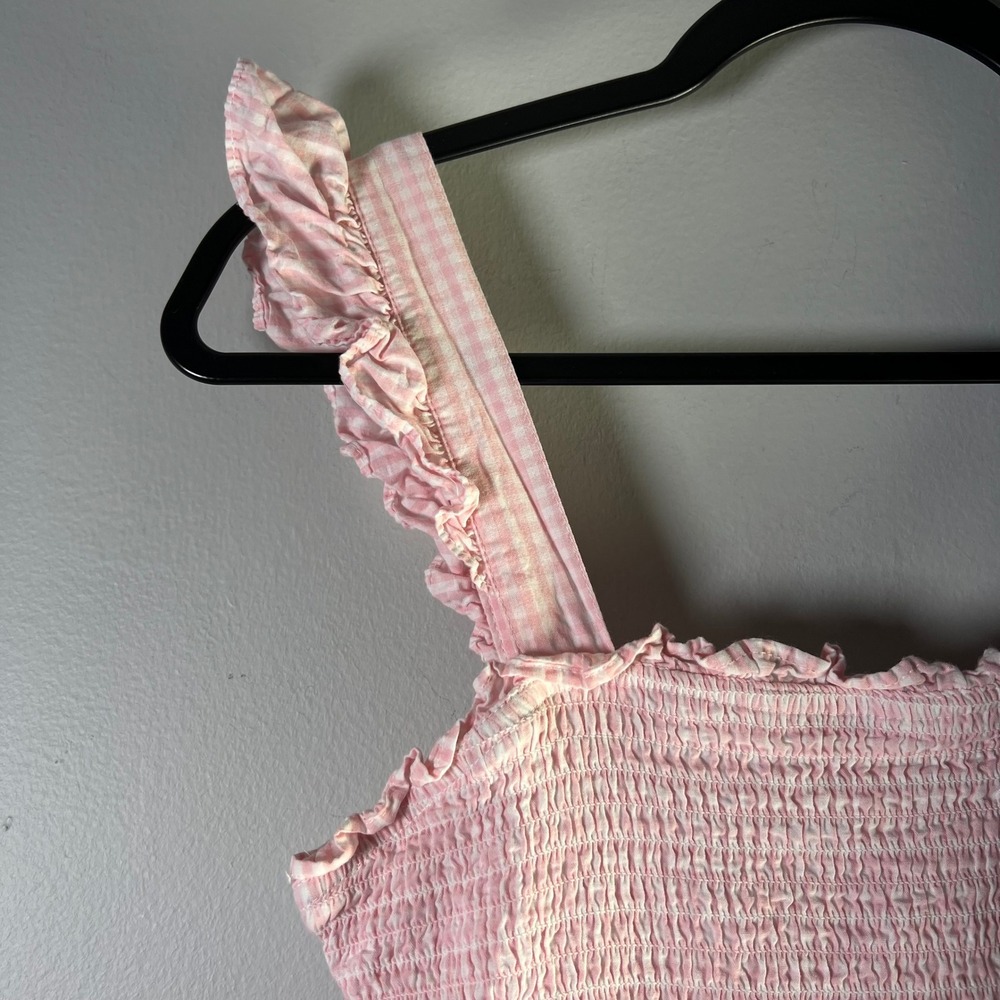 Ruffle Butts Womens Sz Medium Pink Gingham Smocked Tiered Maxi Dress Cottagecore - Picture 6 of 10
